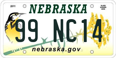 NE license plate 99NC14