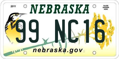 NE license plate 99NC16