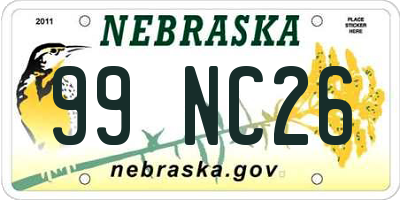 NE license plate 99NC26