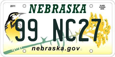 NE license plate 99NC27