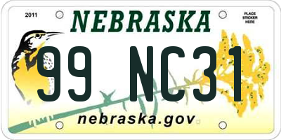 NE license plate 99NC31