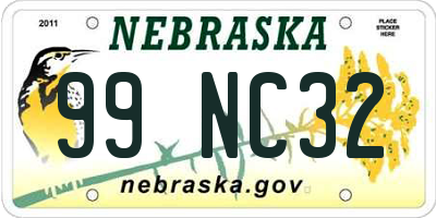 NE license plate 99NC32