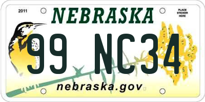 NE license plate 99NC34