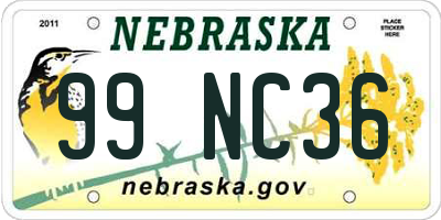 NE license plate 99NC36