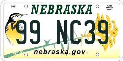 NE license plate 99NC39