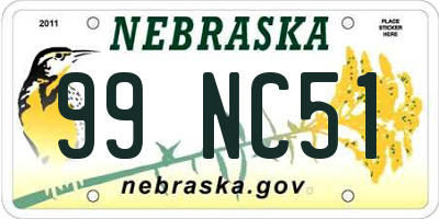 NE license plate 99NC51
