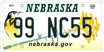 NE license plate 99NC55