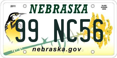 NE license plate 99NC56