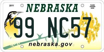 NE license plate 99NC57