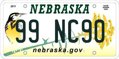 NE license plate 99NC90