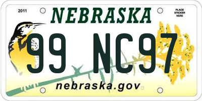 NE license plate 99NC97