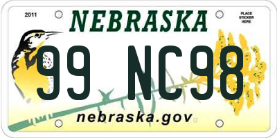 NE license plate 99NC98