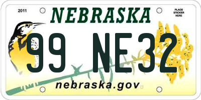 NE license plate 99NE32