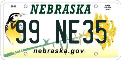 NE license plate 99NE35