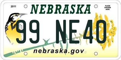 NE license plate 99NE40