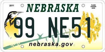 NE license plate 99NE51