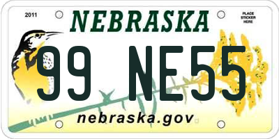 NE license plate 99NE55