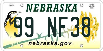 NE license plate 99NF38