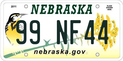 NE license plate 99NF44