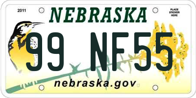 NE license plate 99NF55