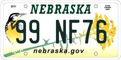 NE license plate 99NF76