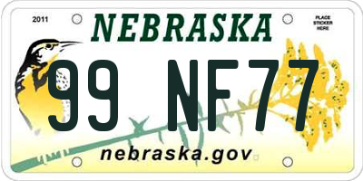 NE license plate 99NF77