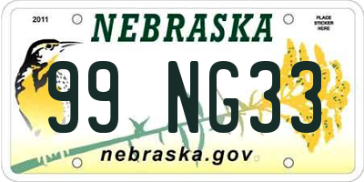 NE license plate 99NG33