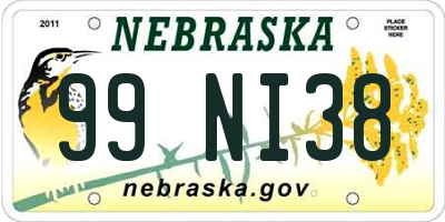 NE license plate 99NI38