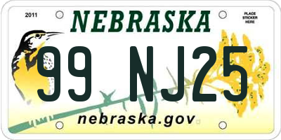 NE license plate 99NJ25