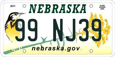 NE license plate 99NJ39