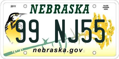 NE license plate 99NJ55