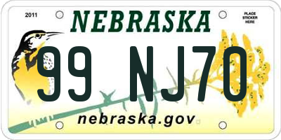 NE license plate 99NJ70