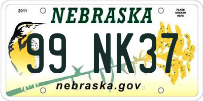 NE license plate 99NK37