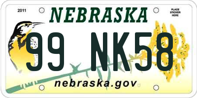 NE license plate 99NK58