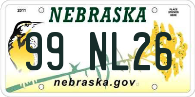 NE license plate 99NL26