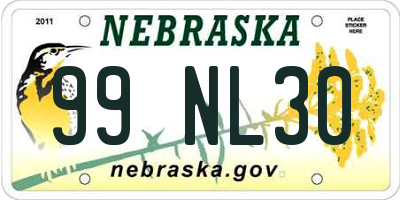 NE license plate 99NL30