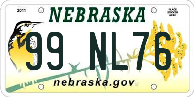 NE license plate 99NL76