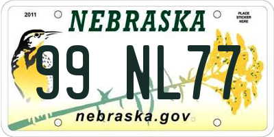NE license plate 99NL77