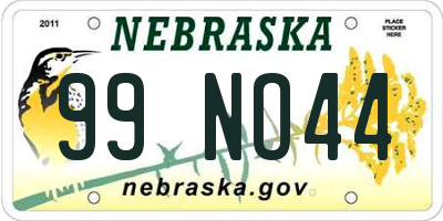 NE license plate 99NO44