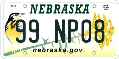 NE license plate 99NP08