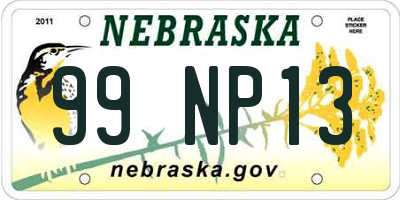 NE license plate 99NP13