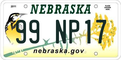 NE license plate 99NP17