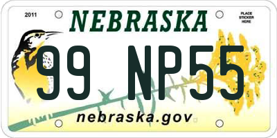 NE license plate 99NP55