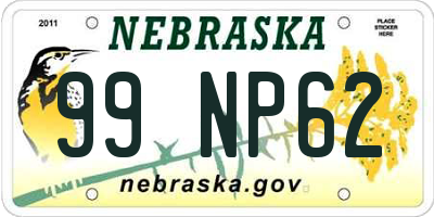 NE license plate 99NP62