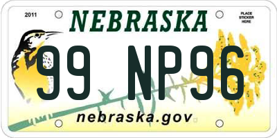 NE license plate 99NP96