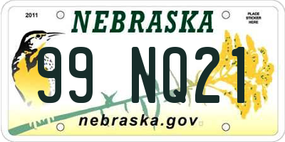 NE license plate 99NQ21