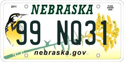 NE license plate 99NQ31