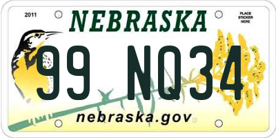 NE license plate 99NQ34