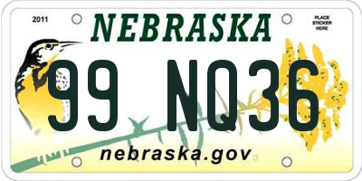 NE license plate 99NQ36