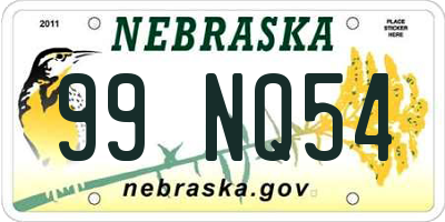 NE license plate 99NQ54